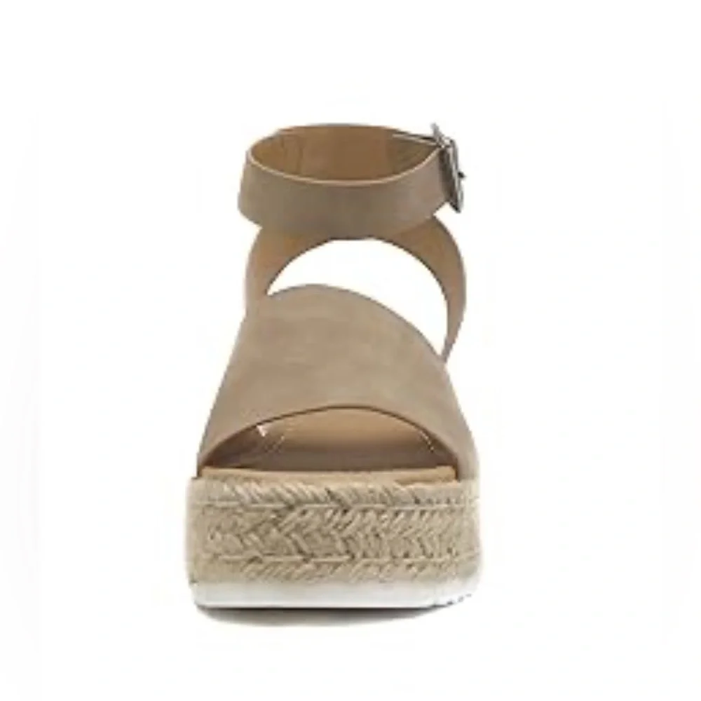 🌼💚NIB  Soda Topic Open Toe Buckle Ankle Strap Espadrilles Wedge Casual Sandals.